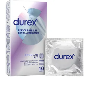 Durex Invisible Extra Lubricated 10 vnt. prezervatyvų dėžutė