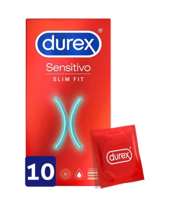 Durex Slim Fit 10 vnt. prezervatyvų dėžutė