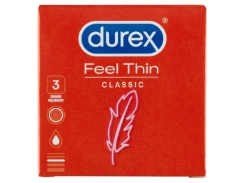 Durex Feel Thin 3 vnt. prezervatyvų dėžutė