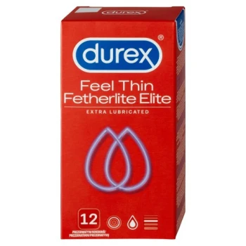 Durex Feel Thin Extra Lubricated 12 vnt. prezervatyvų dėžutė