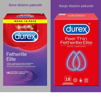 Durex Feel Thin Fetherlite Elite 18 vnt. prezervatyvų dėžutė