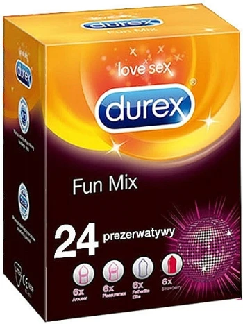 Durex Fun Mix 24 vnt prezervatyvai