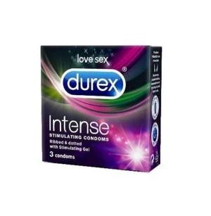 Durex Intense 3 vnt. prezervatyvų dėžutė Durex Intense 3 vnt. prezervatyvų dėžutė