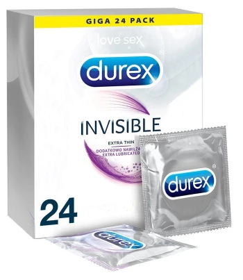 Durex Invisible Extra Lubricated 24 vnt.