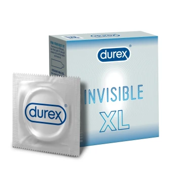 Durex Invisible XL 3 vnt. prezervatyvų dėžutė