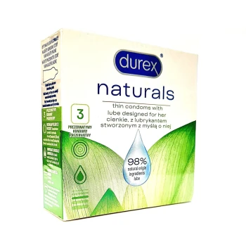 Durex Naturals 3 vnt. prezervatyvų dėžutė
