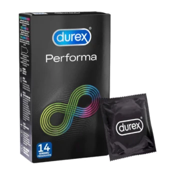 Prezervatyvai Durex Performa 14 vnt. dėžutėje