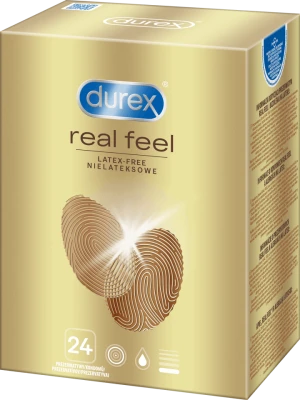 Durex Real Feel 24 vnt prezervatyvų dėžutė