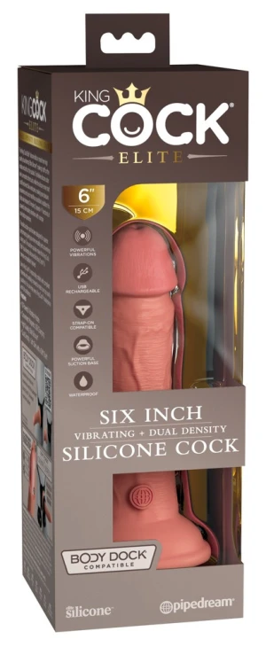 King Cock Elite vibrating + Dual Density Silicone Cock 6"